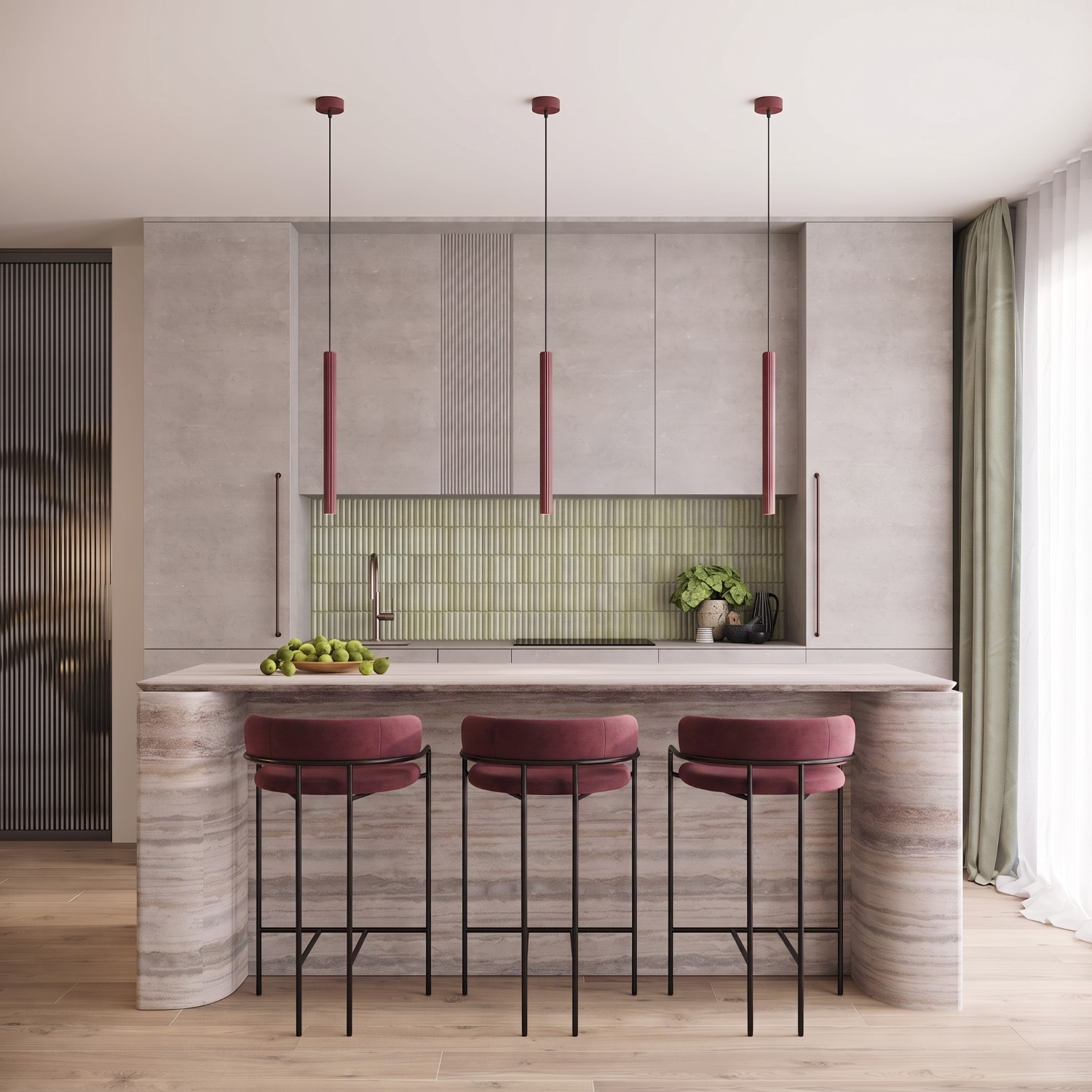 Pendant Lamp Arche 1 Burgundy - Thumbnail 12