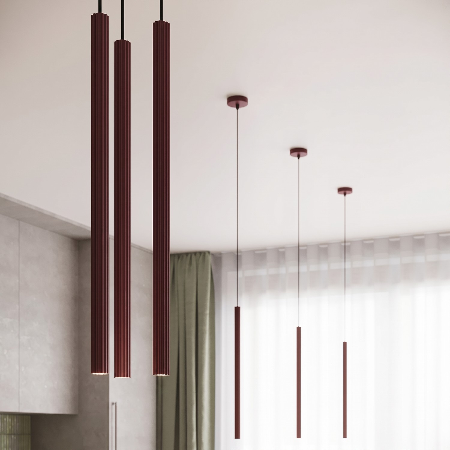 Pendant Lamp Arche 1 Burgundy - Thumbnail 13