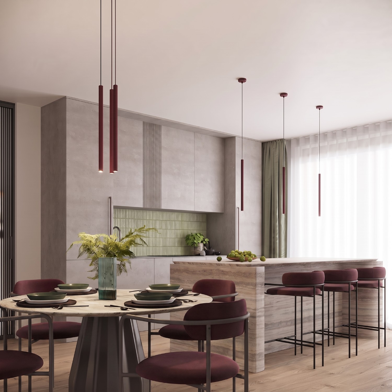 Pendant Lamp Arche 1 Burgundy - Thumbnail 14