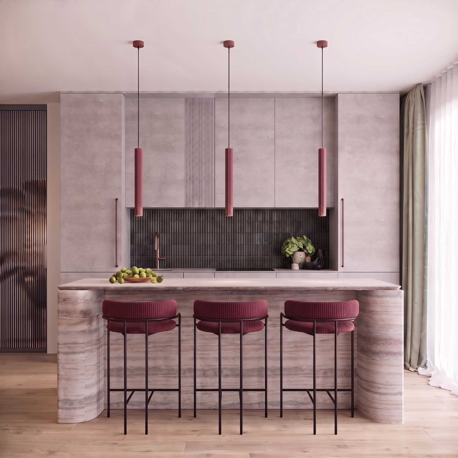 Pendant Lamp Arche 2P Burgundy - Thumbnail 12