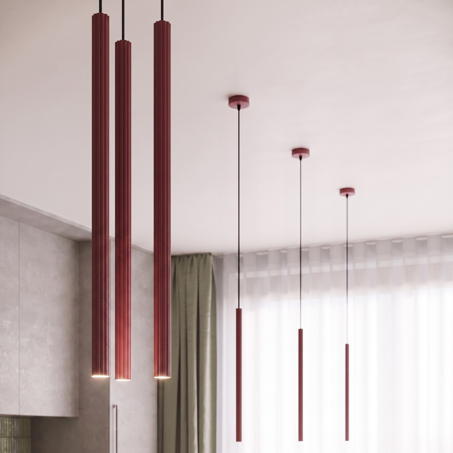 Pendant Lamp Arche 2P Burgundy - Thumbnail 13