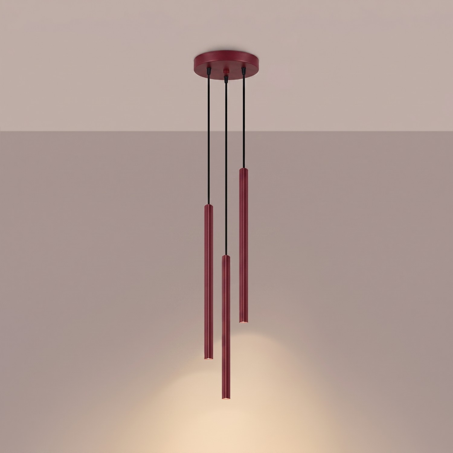 Pendant Lamp Arche 3P Burgundy - Thumbnail 3