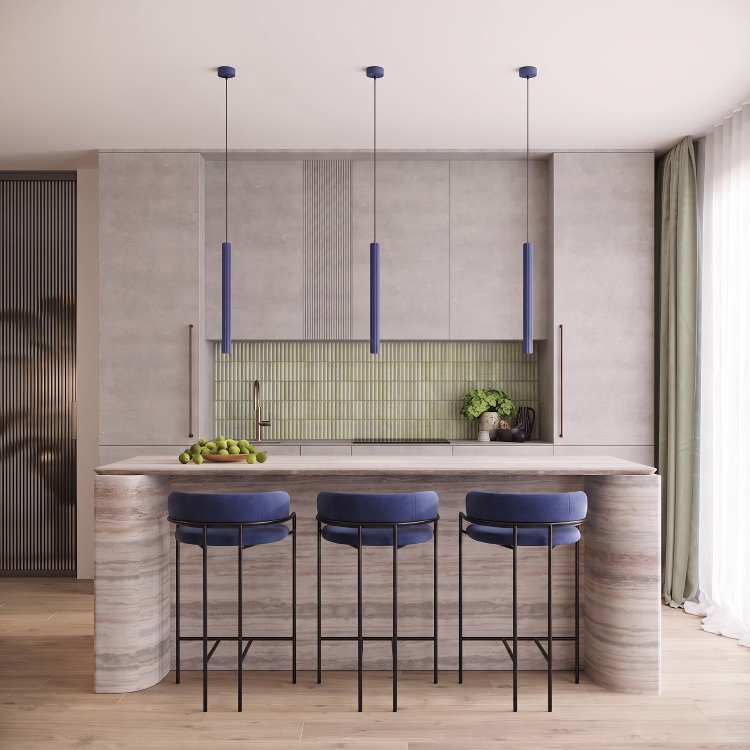 Pendant Lamp Arche 3P Ultramarine - Thumbnail 12
