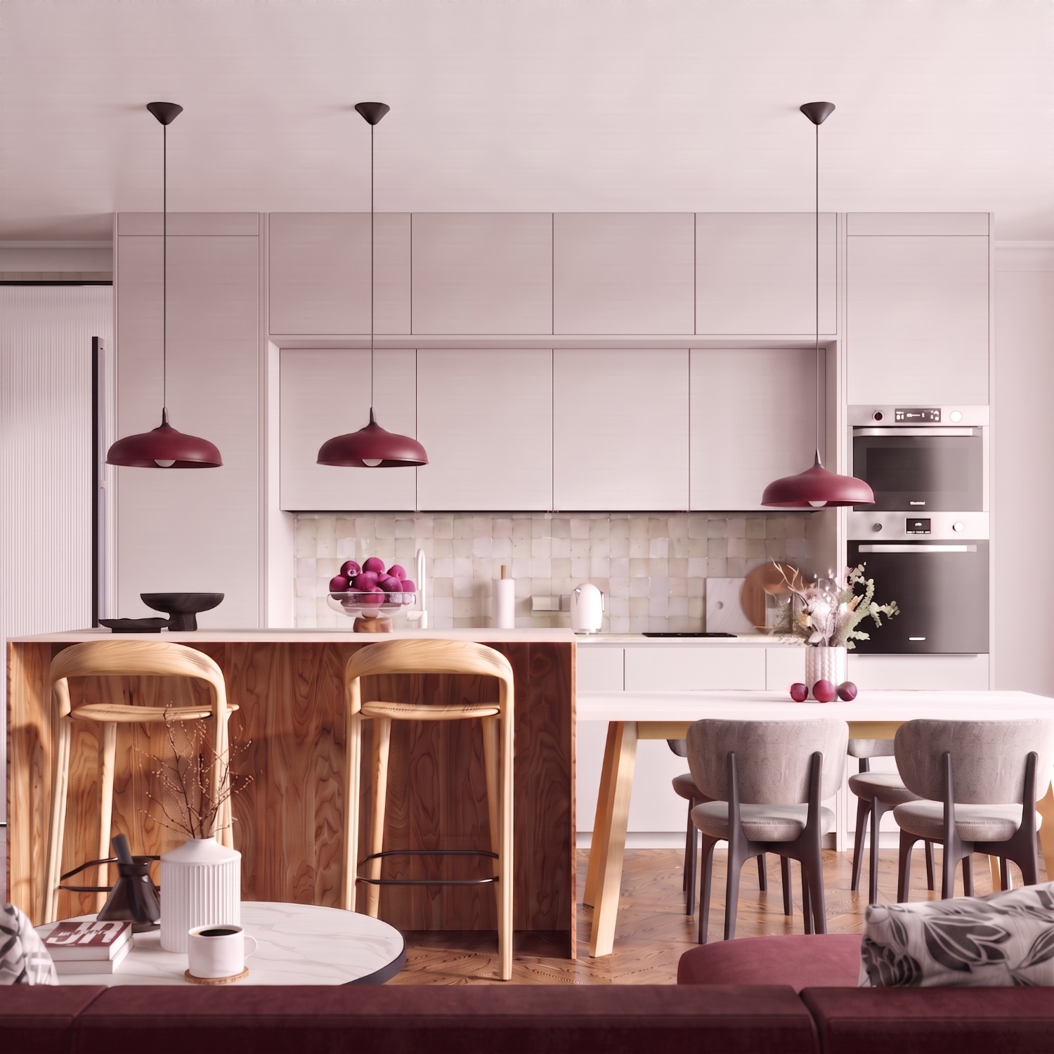 Pendant Lamp Gina Burgundy - Thumbnail 14