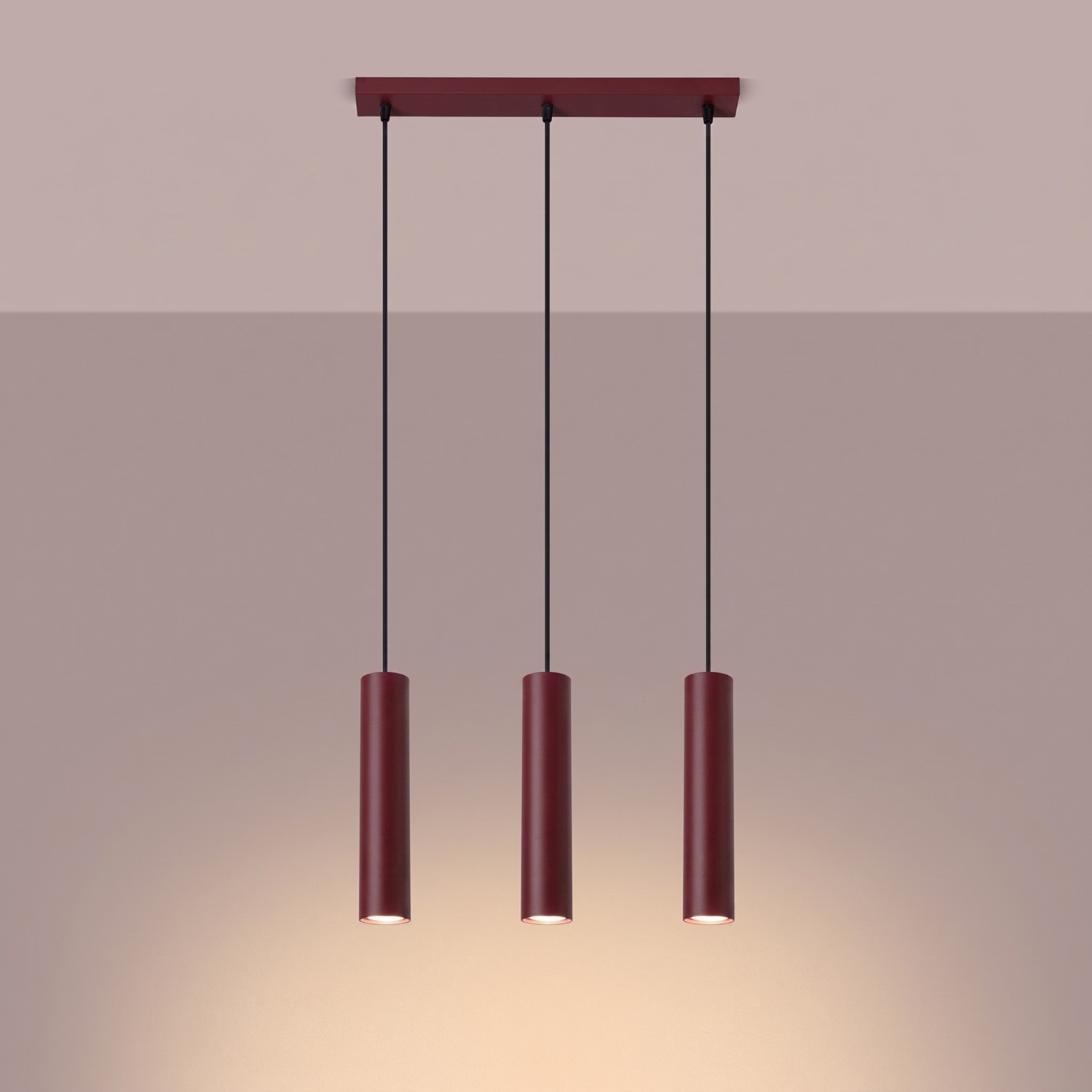 Pendant Lamp Lagos 3L Burgundy - Thumbnail 3