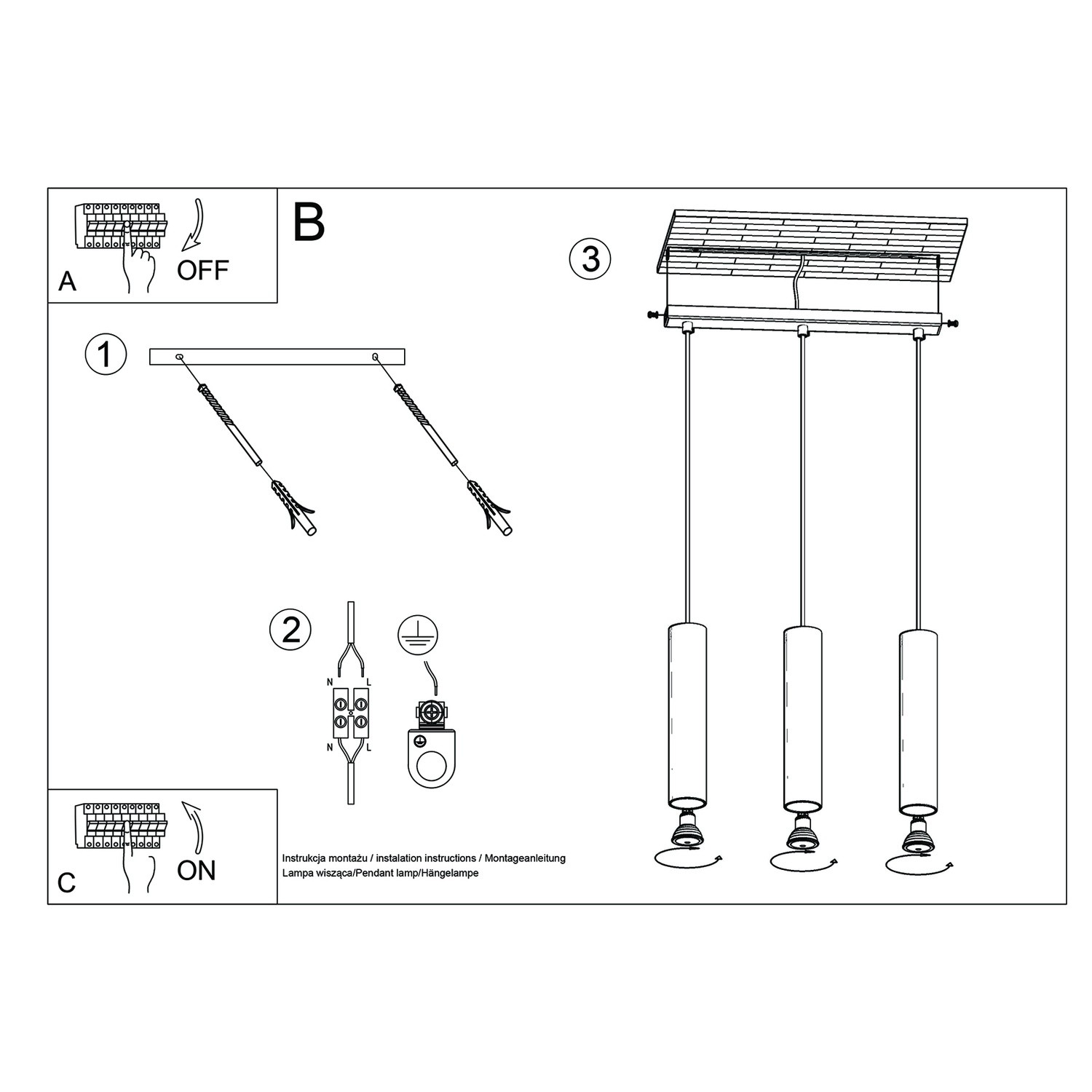 Pendant Lamp Lagos 3L Ultramarine - Thumbnail 8