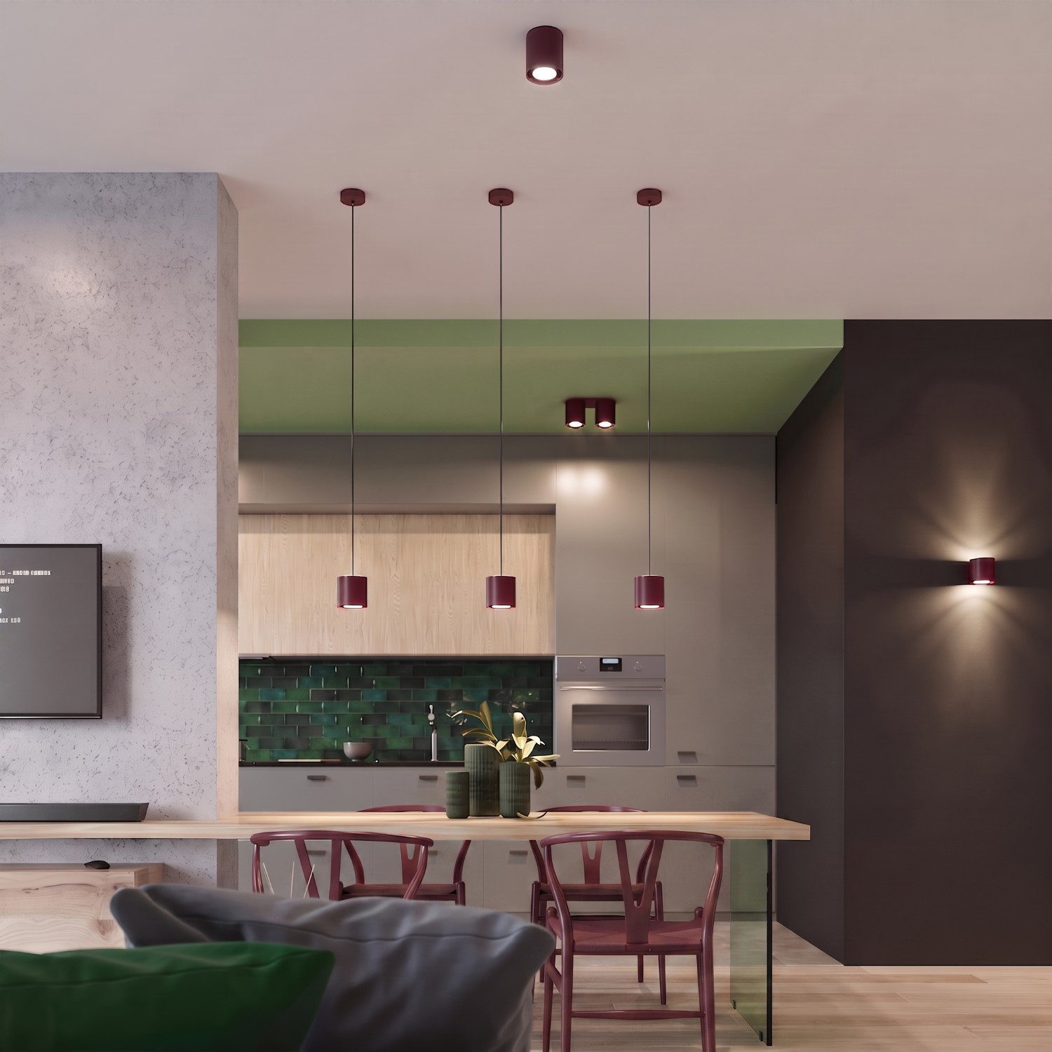 Ceiling Lamp Orbis 2 Burgundy - Thumbnail 8