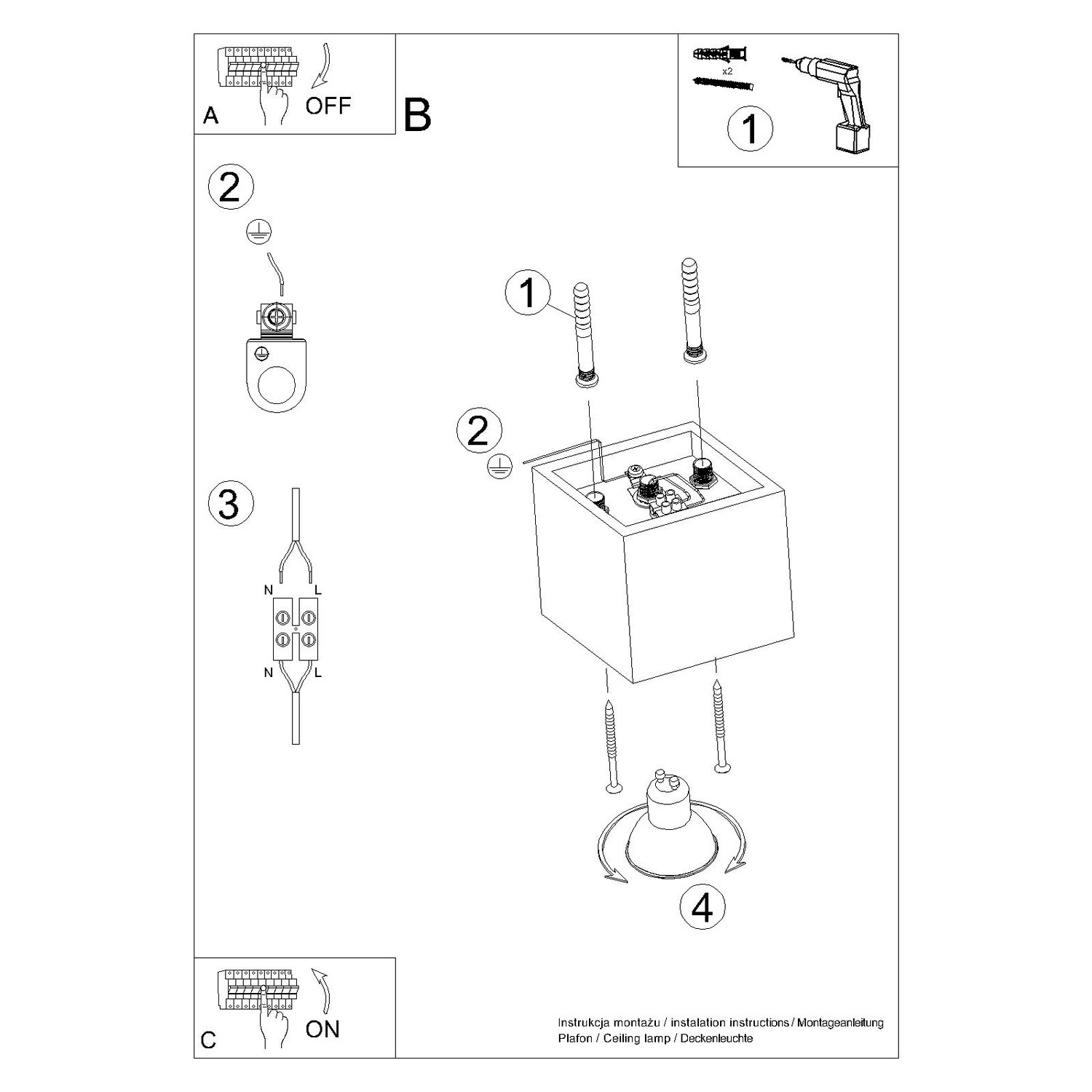Ceiling Lamp Quad 1 Olive Green - Thumbnail 11