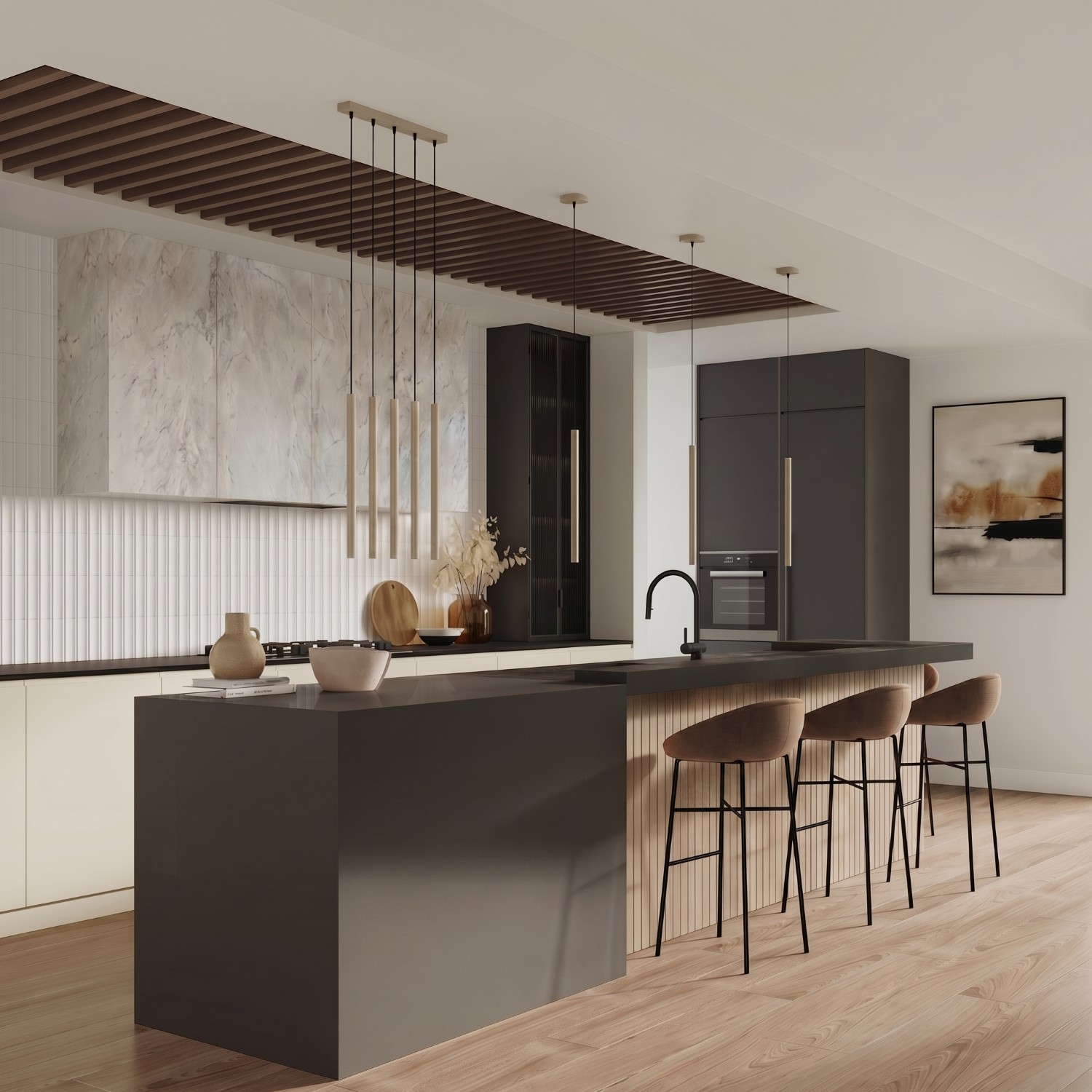 Pendant Lamp Pastelo 3P Taupe - Thumbnail 8