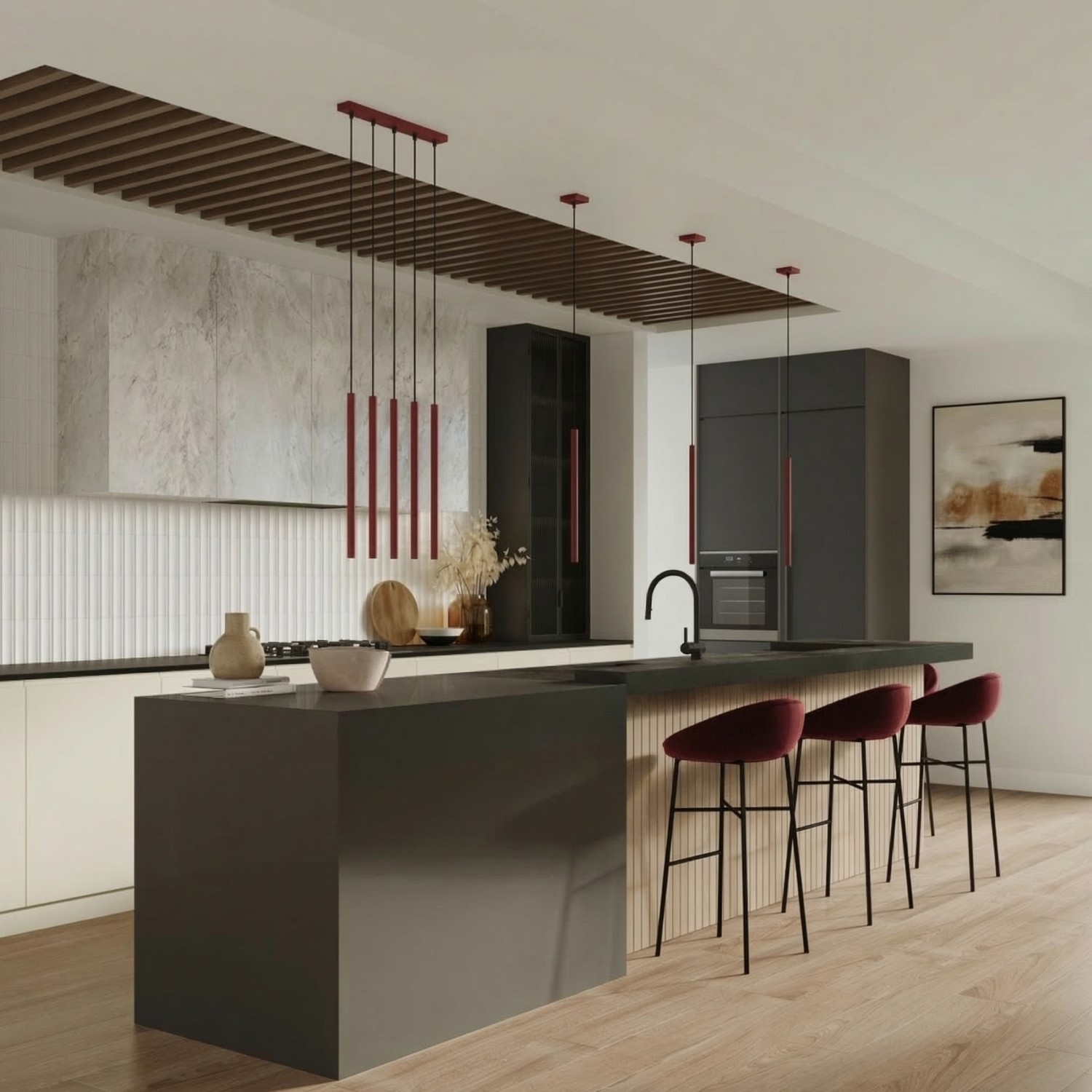 Pendant Lamp Pastelo 1 Burgundy - Thumbnail 9