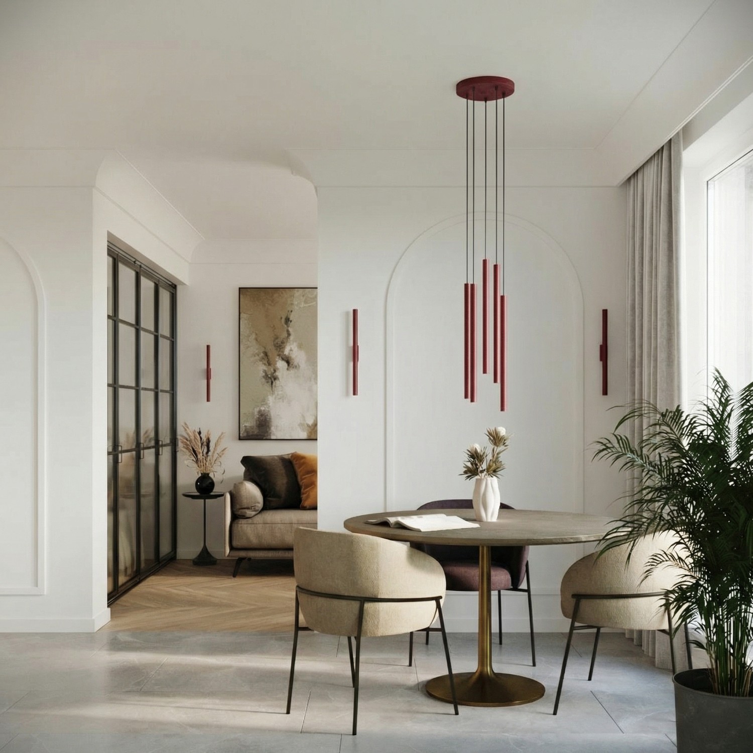 Pendant Lamp Pastelo 3P Burgundy - Thumbnail 7