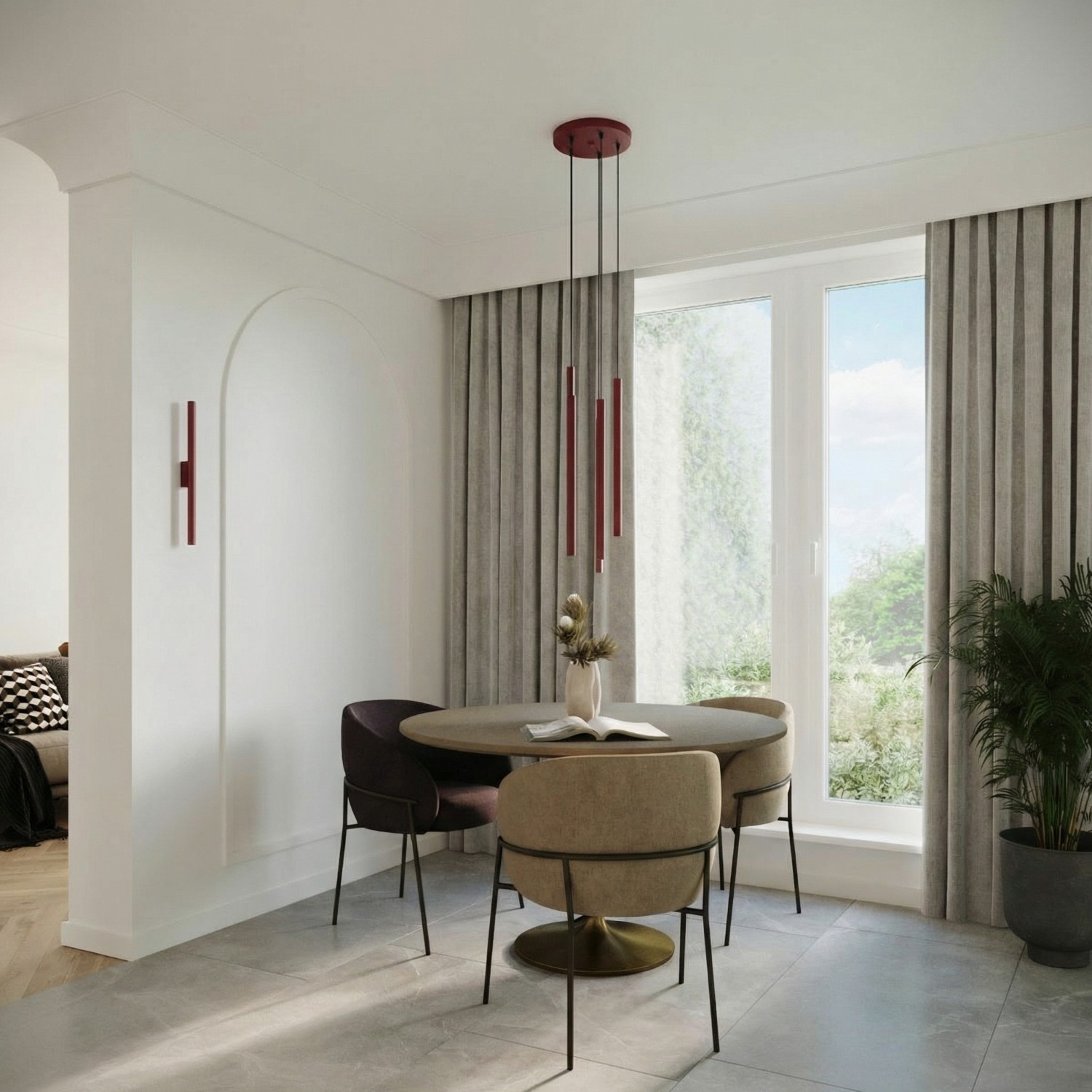 Pendant Lamp Pastelo 3P Burgundy - Thumbnail 8