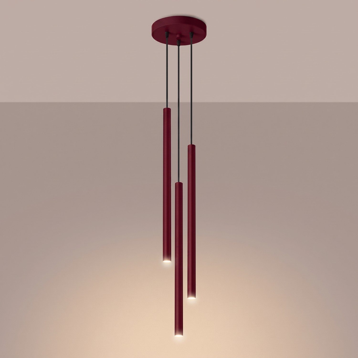 Pendant Lamp Pastelo 3P Burgundy - Thumbnail 3
