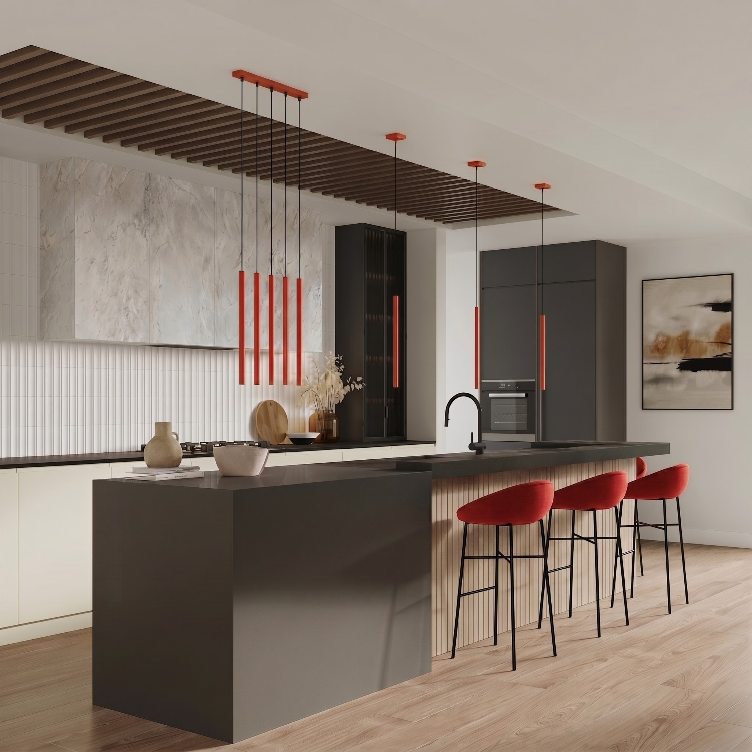 Pendant Lamp Pastelo 3P Red - Thumbnail 8