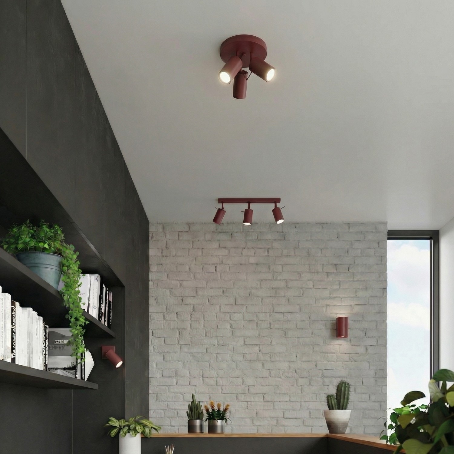 Ceiling Lamp Ring 3P Burgundy - Thumbnail 6