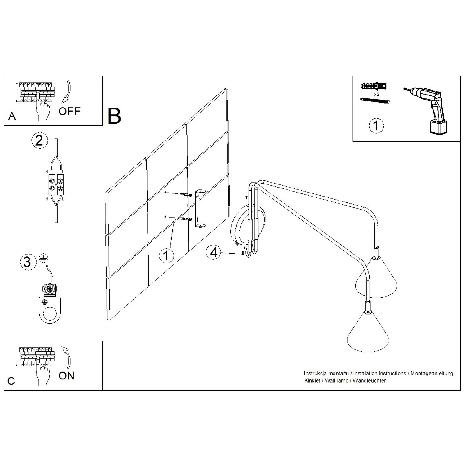 Wall Lamp Nox 2 Black With A Switch - Thumbnail 11